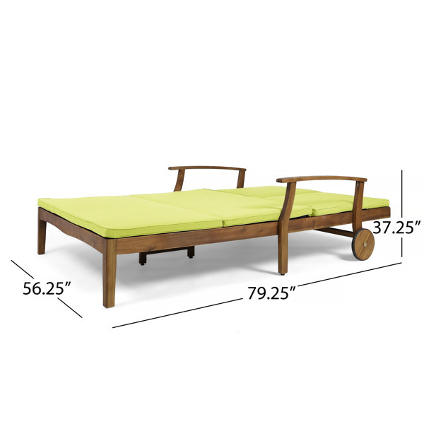 Antonia Double Reclining Teak Chaise Lounge with Cushion & Reviews AllModern